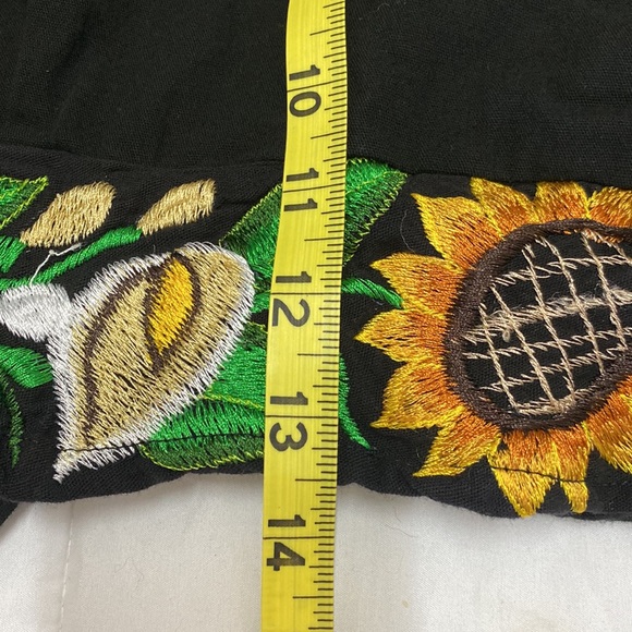 Hecho Mexico True Wrap Crop Top Womens M Sunflower Embroidery Prarie Cottagecore - Picture 8 of 11